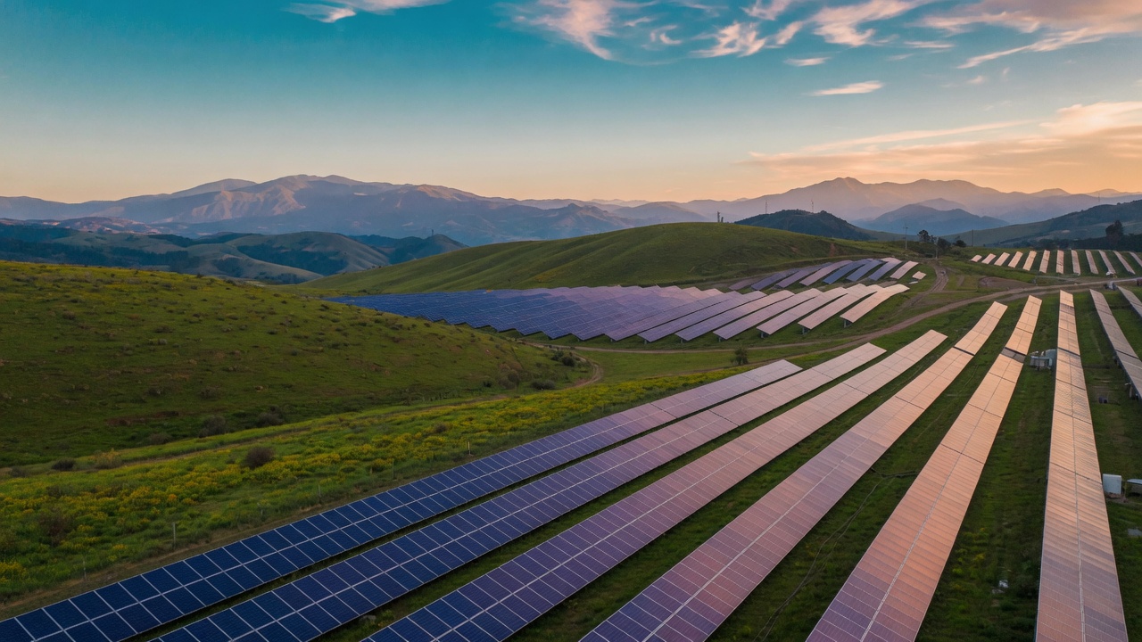 Planta solar en colinas